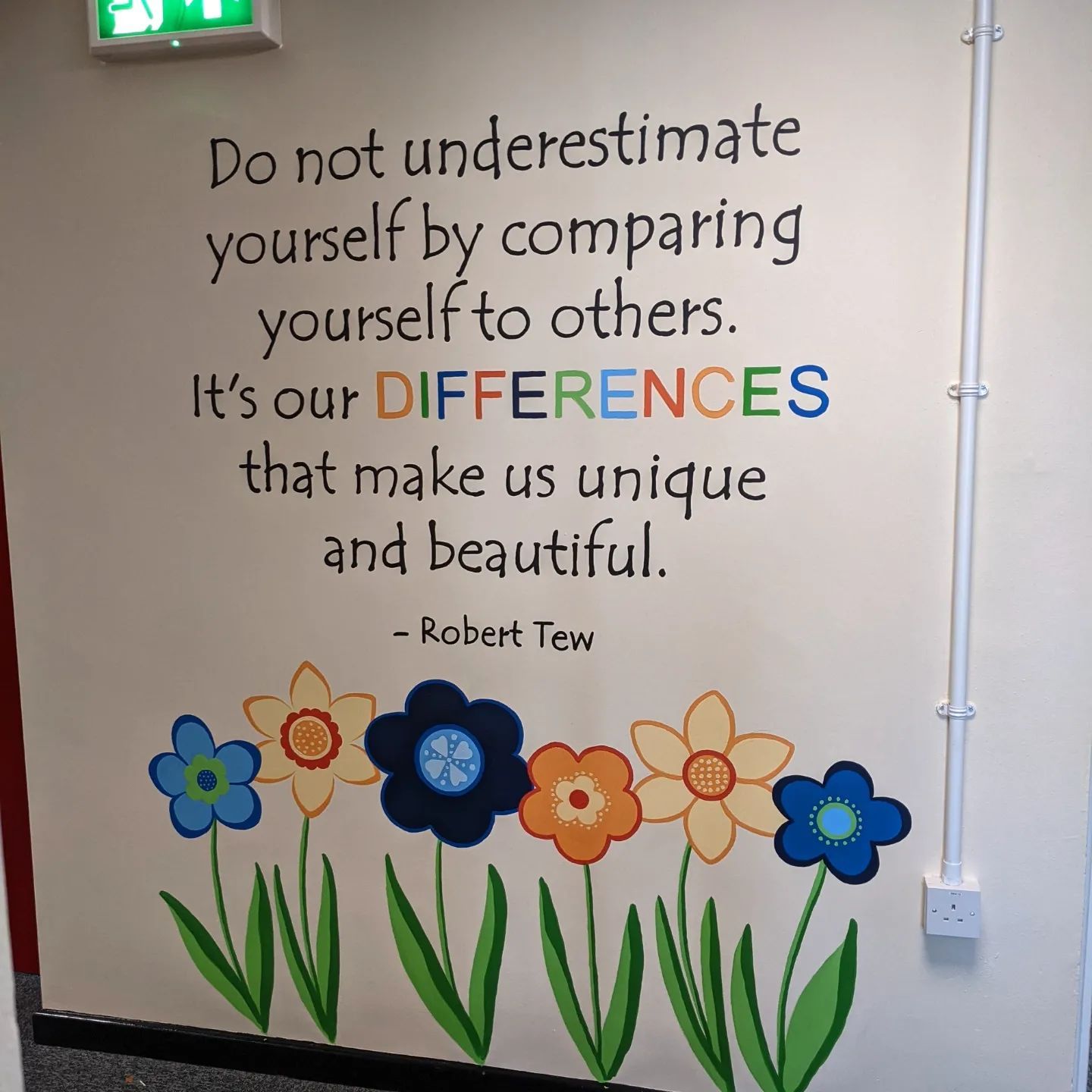 Its our differences that make us unique mural at pennyman primary SEN education acceptance inspirational  motivational quotes