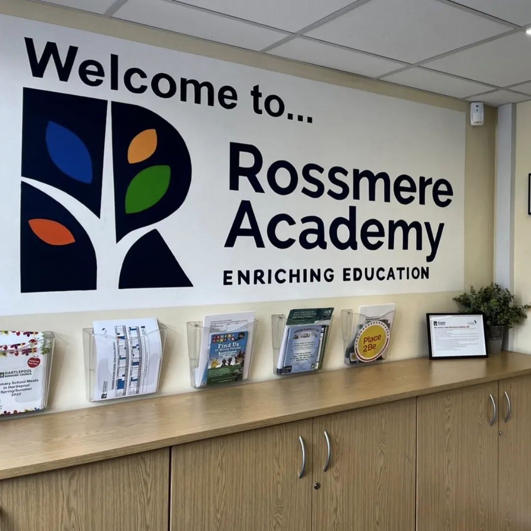 Rossmere academy welcome sign in entrance reception education primary school