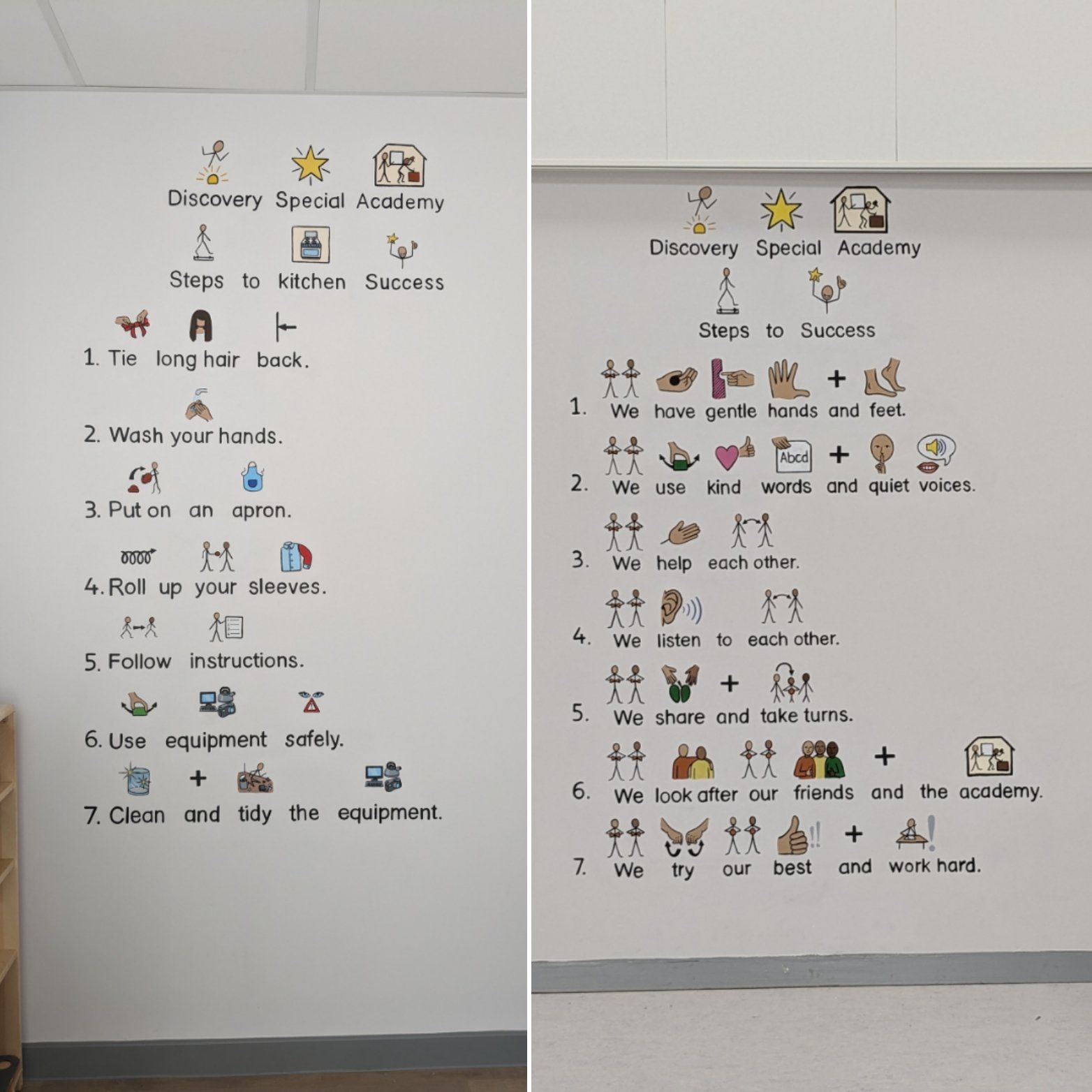 discovery special academy school mural steps to success visual symbols to aid communication SEN 