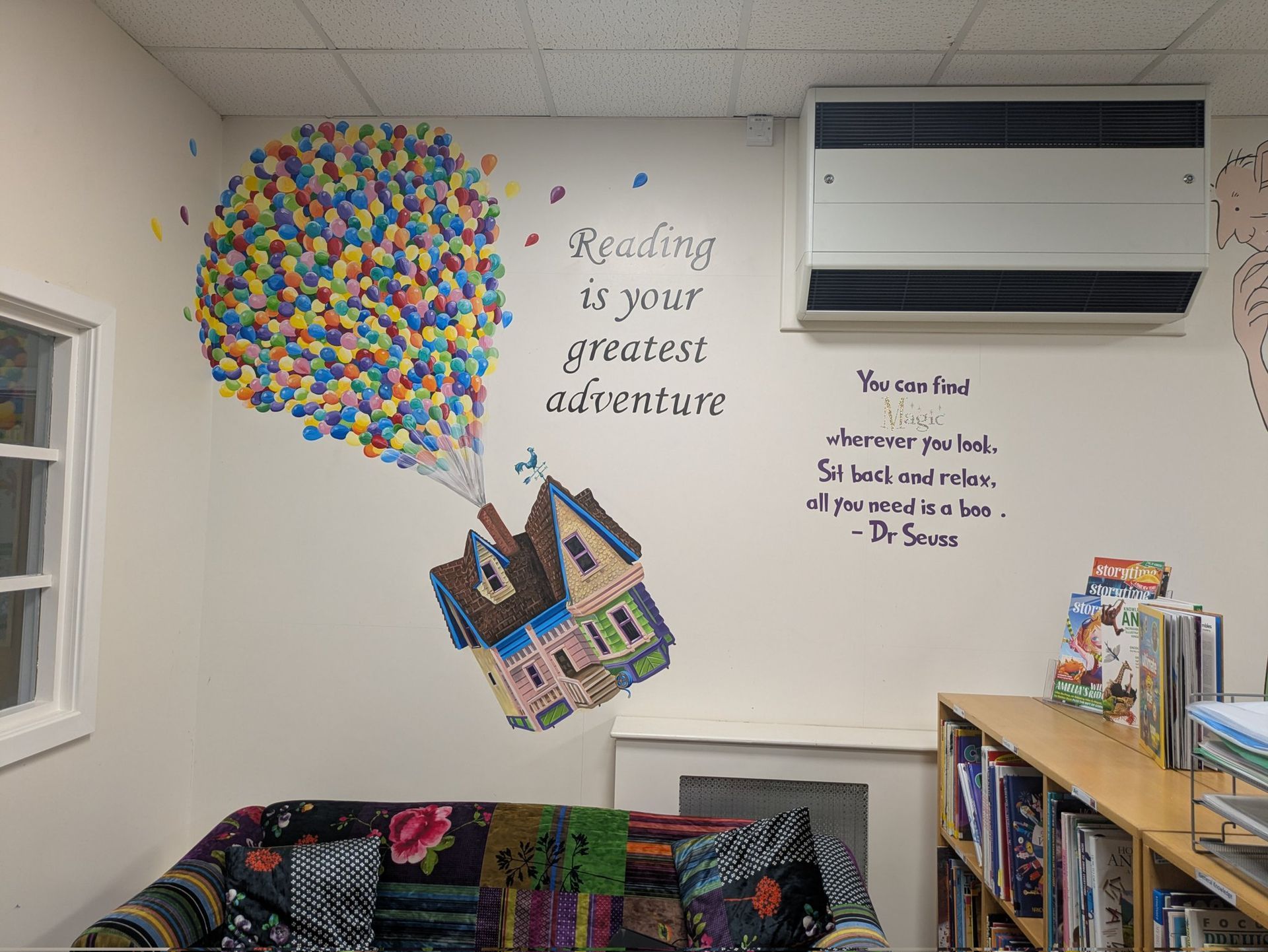 Up library mural at Brambles Primary Academy 