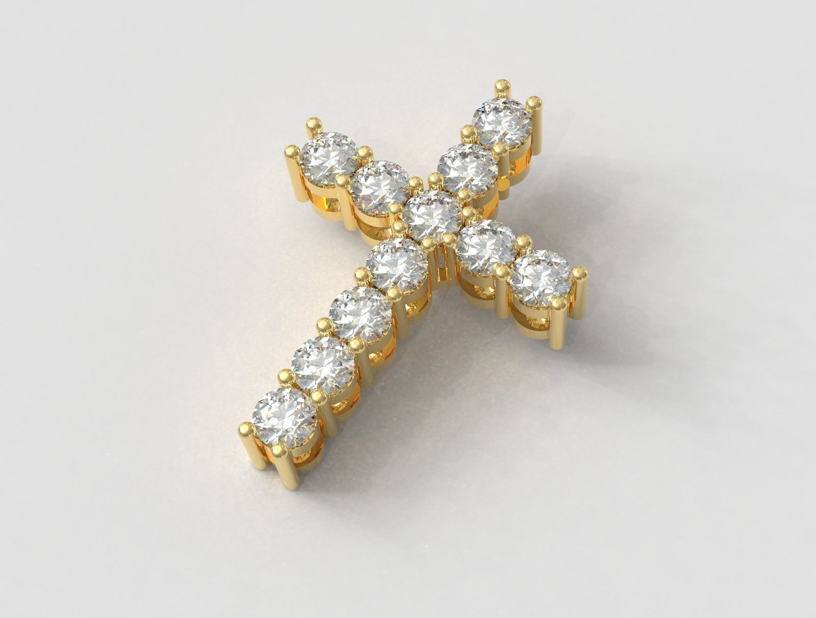 10-Pointer VVS Moissanite Cross Yellow Gold Vermeil (Charm Only)