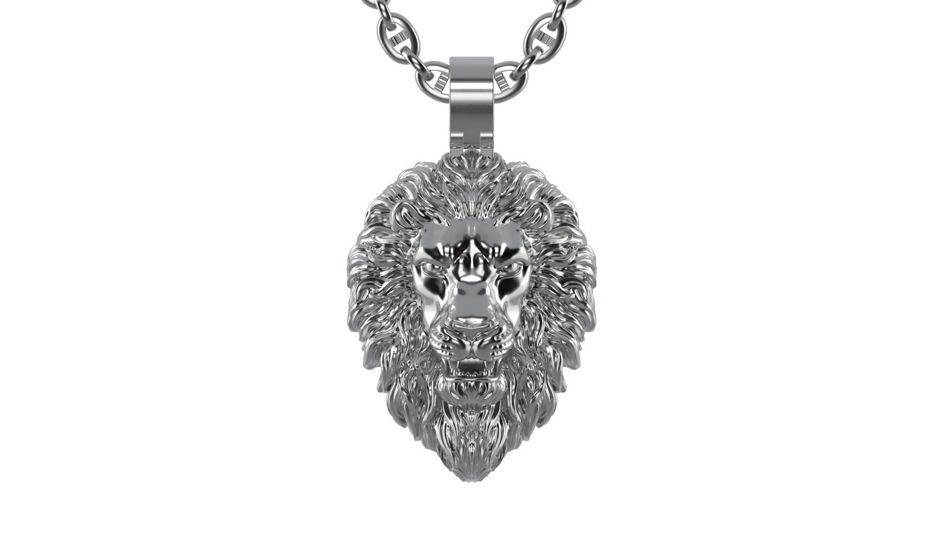 Solid .925 Silver Lion Head (Pendant Only)