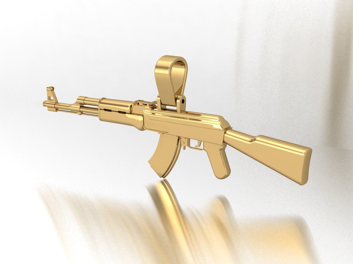 “Gold Guerrilla” AK-47 Pendant – Solid 14K Gold