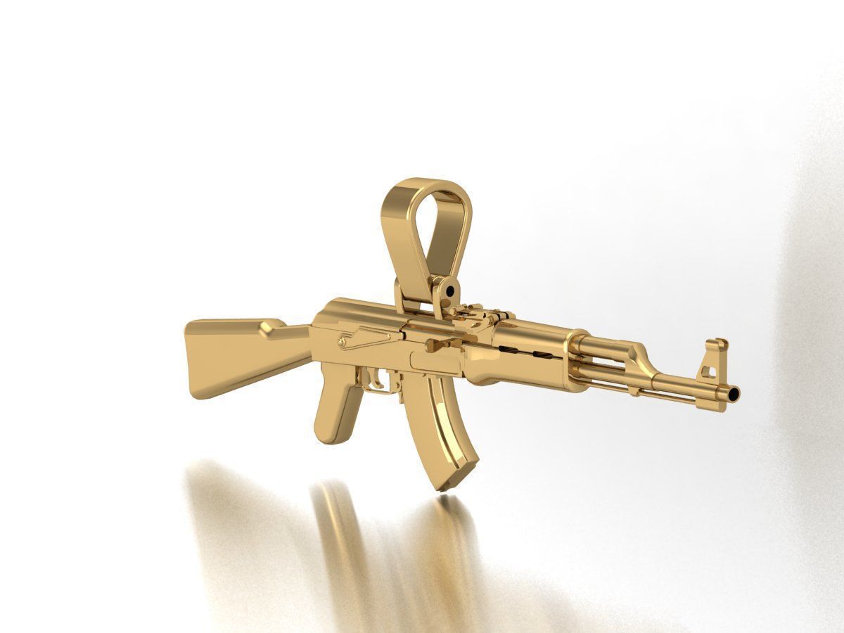 “Gold Guerrilla” AK-47 Pendant – Solid 14K Gold