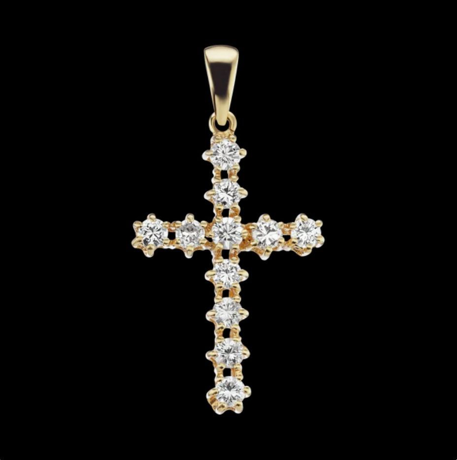 “Divine Edge” Diamond Cross Pendant – 14K Gold | 1.00 CTW