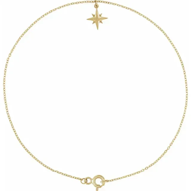 Celestial Charm 14K Gold Star Anklet – 9