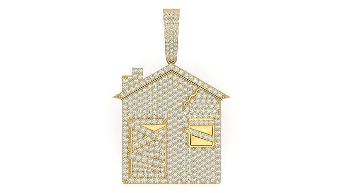 “Traphouse Dreams Pendant Solid 14k Yellow Gold”