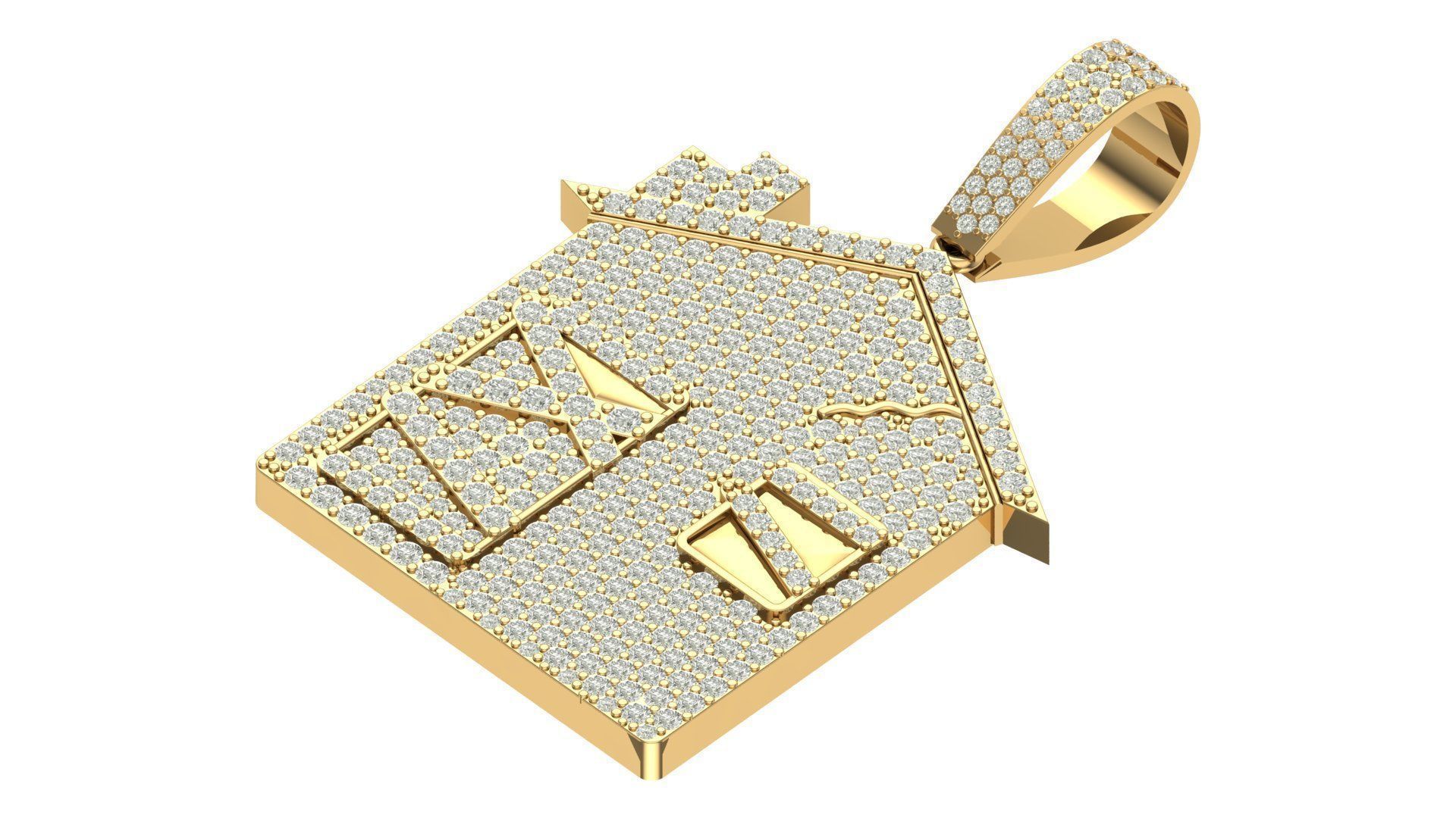 “Traphouse Dreams Pendant Solid 14k Yellow Gold”