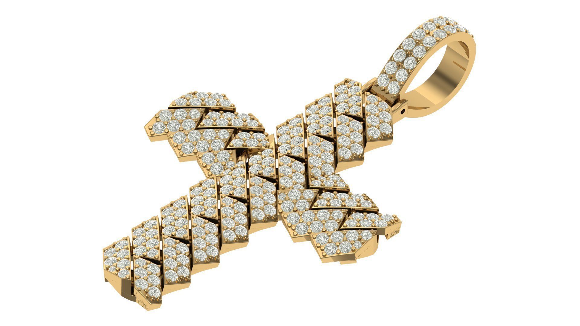 “Soicy Cuban Cross Pendant” Solid 14k Gold