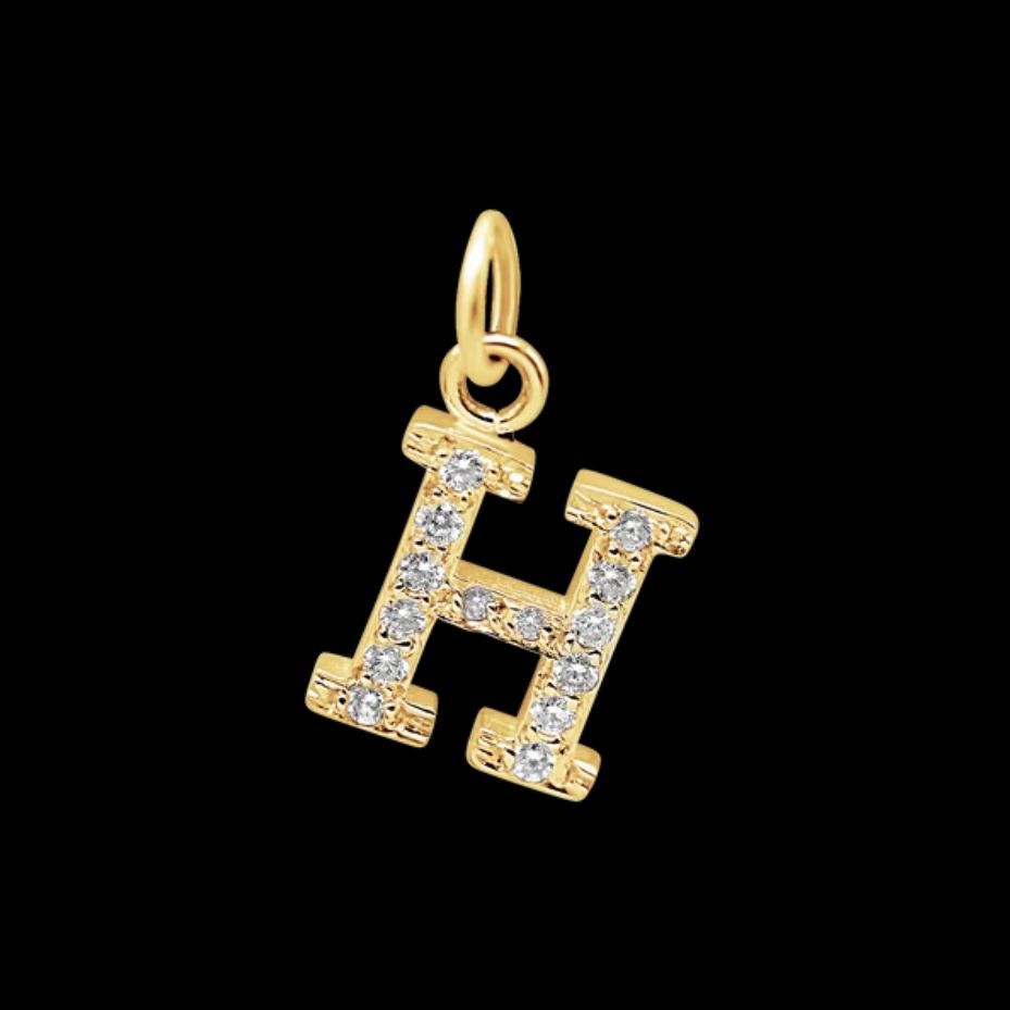 14K Gold Natural Diamond Initial Pendant – (Available in A–Z)