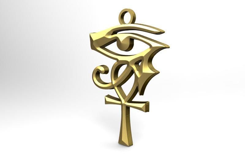 14k Solid Gold Eye of Ra Ankh (Charm Only)