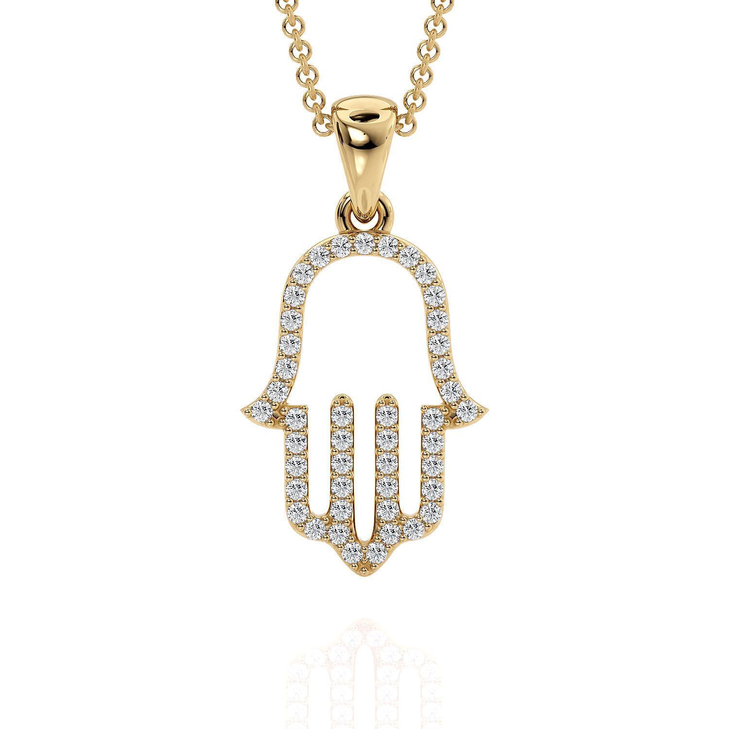 Divine Protection Hamsa Pendant in Solid 14K Gold