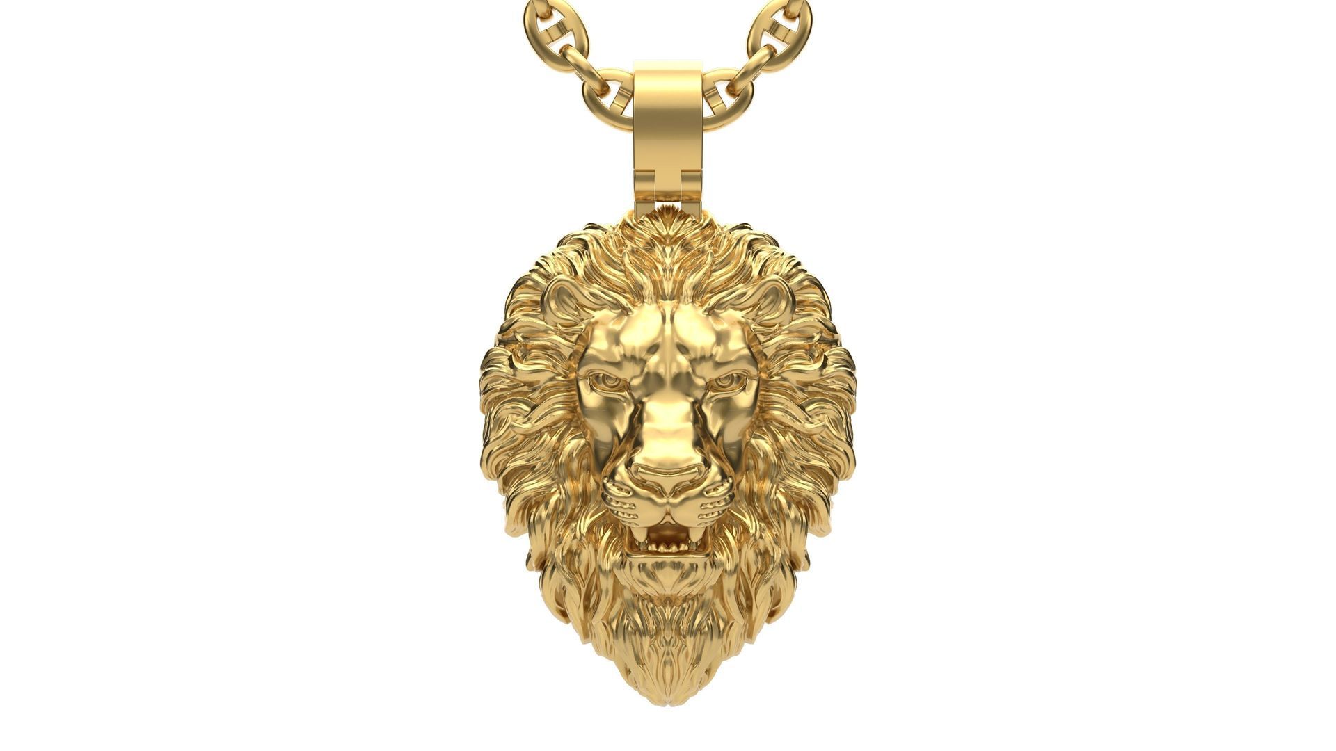 14k Solid Gold Lion Head (Pendant Only)