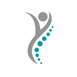Rappresentazione grafica stilizzata di una persona in grigio con la colonna vertebrale curva, costituita da una serie di punti color verde acqua di dimensioni crescenti.