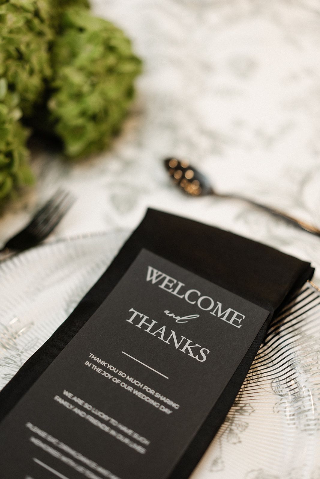 Black menu with 