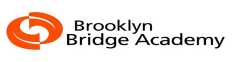 Orange logo with overlapping shapes, with the words
