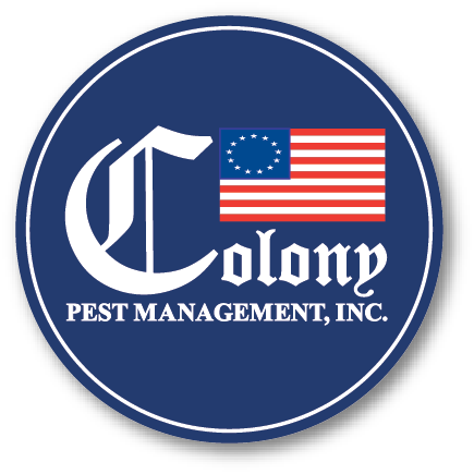 Colony Pest Management logo: Blue circle, white text