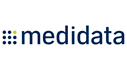 Medidata logo: dark blue text with small yellow dots before the word
