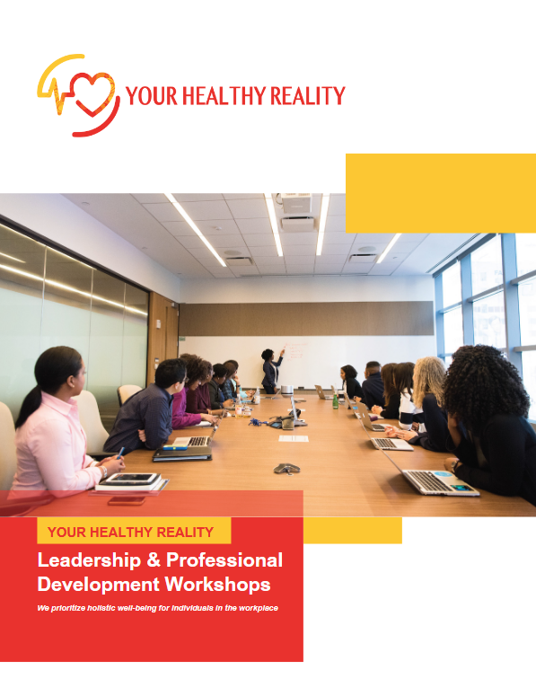 People in a conference room attending a leadership workshop. Branding includes