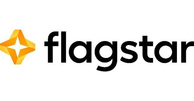 Flagstar logo: stylized, orange starburst next to the word