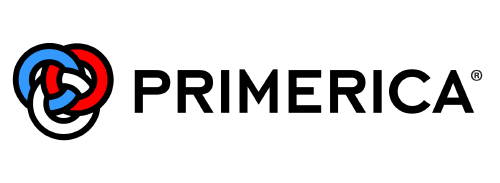 Primerica logo: intertwined rings in blue, red, and white next to the company name.