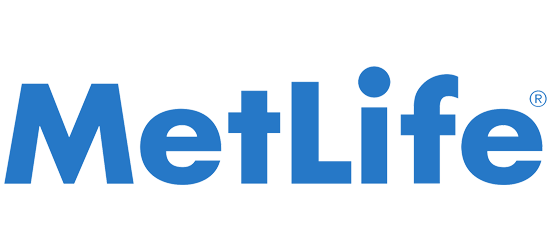 A blue metlife logo on a white background