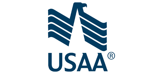 A blue usaa logo with an eagle on it