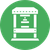 Green and white circular icon of a calibration frame.