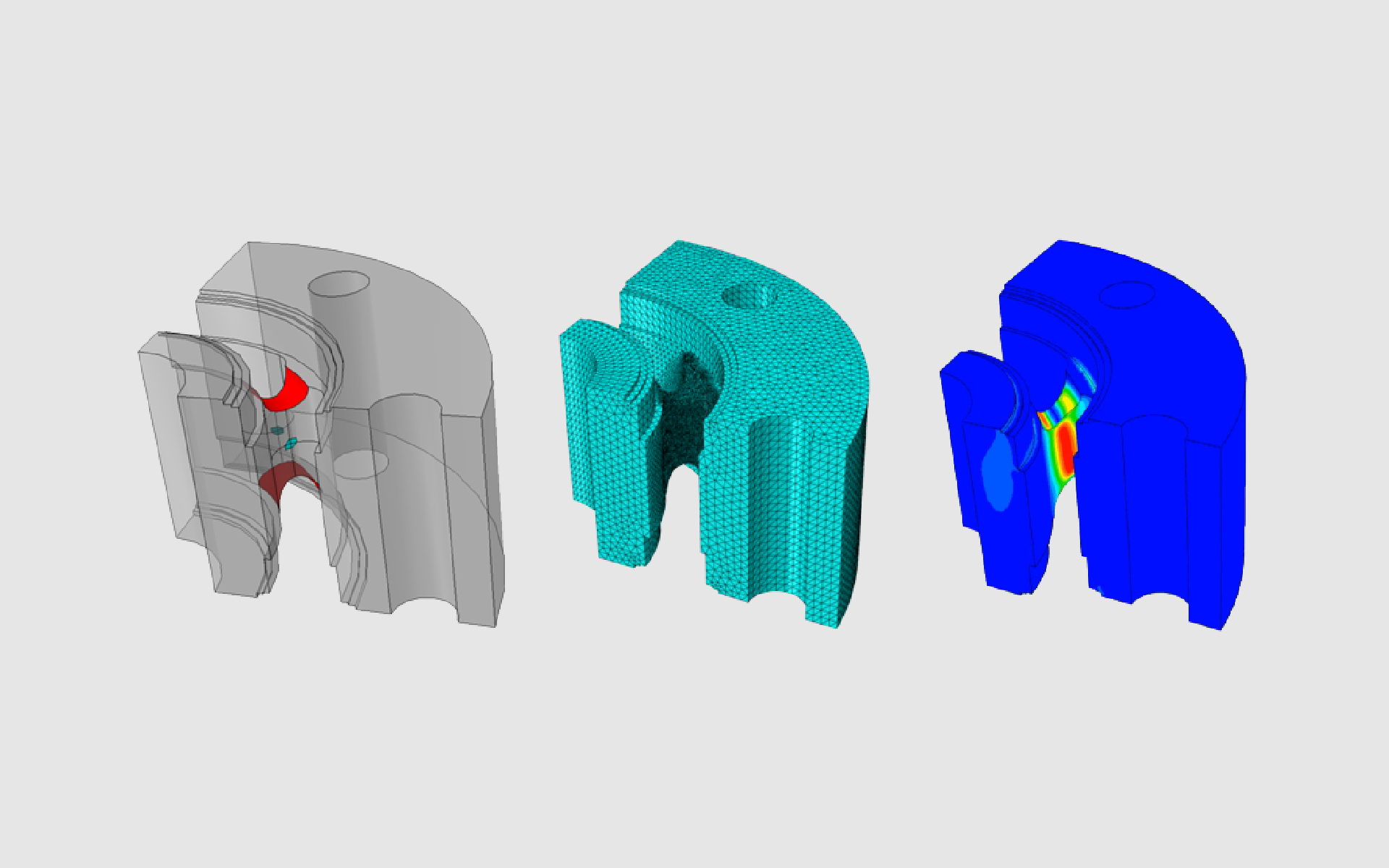 FEA analysis shown on diagrams of a load cell