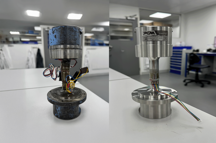 Load cell repair before and after.