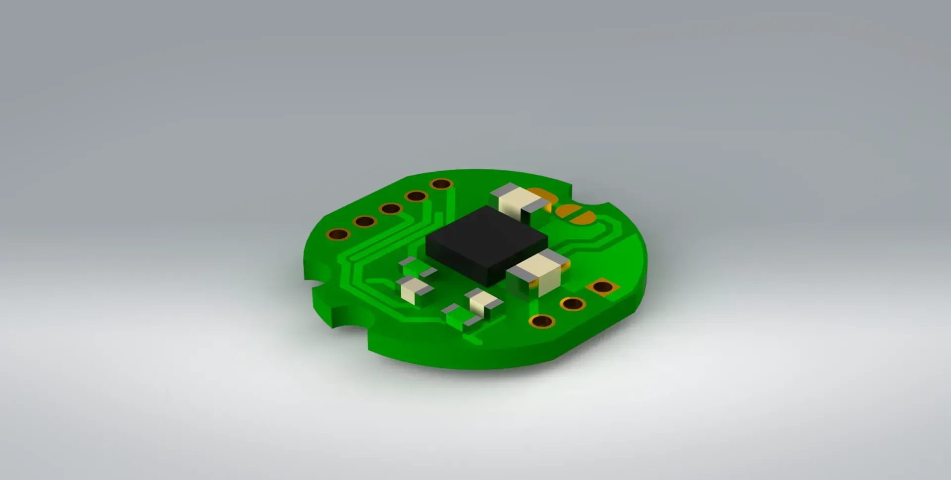 Bottom view model of the IPA ultra-miniature load cell amplifier from PCM.