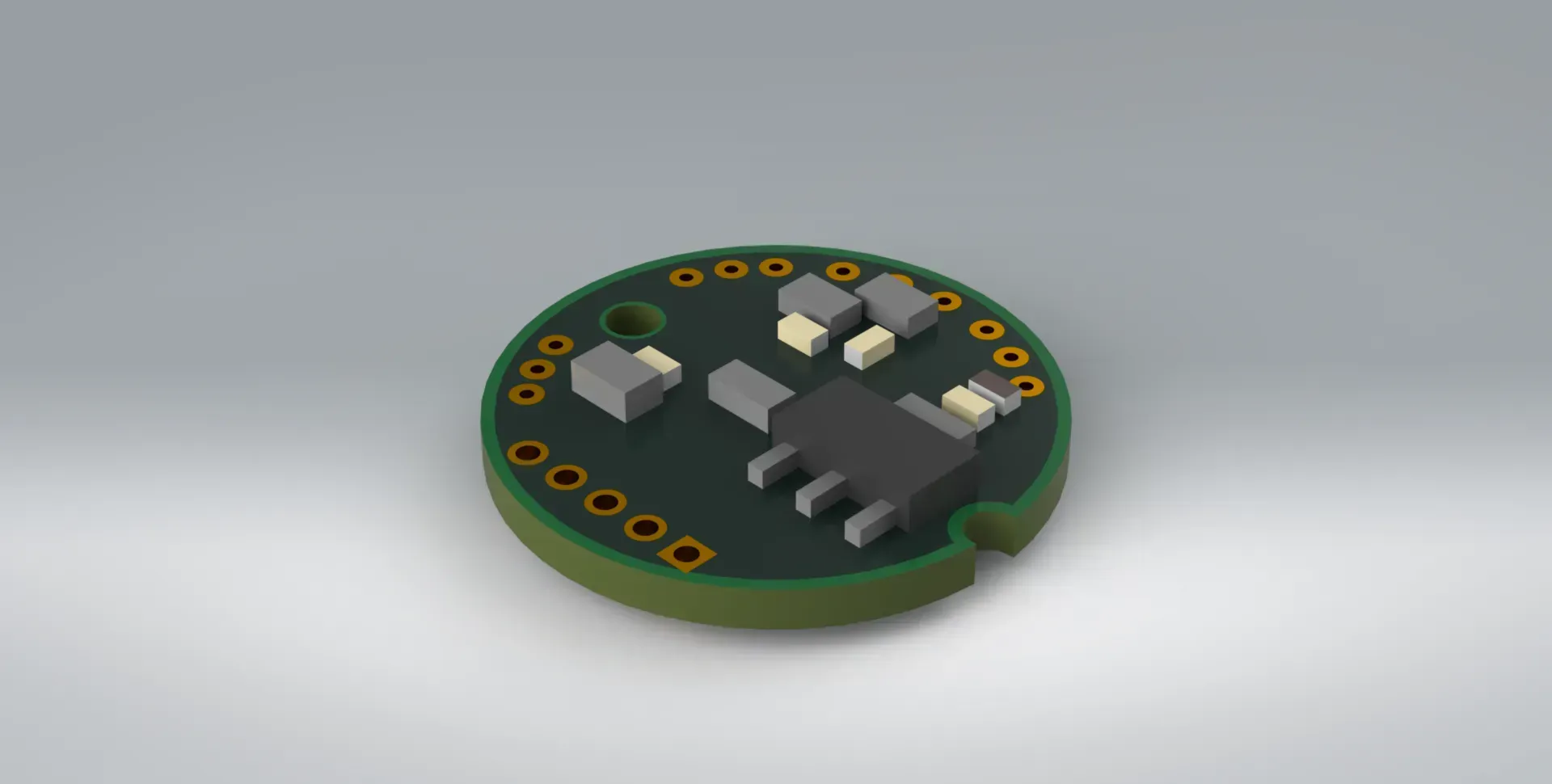 Bottom view of the IUA miniature strain gauge amplifier from PCM.
