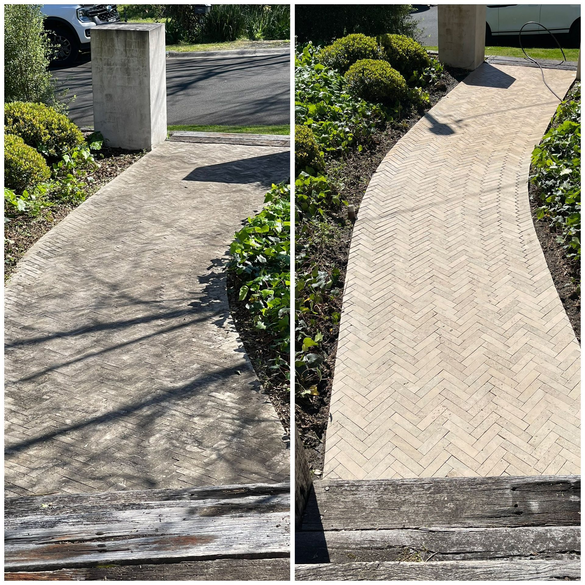 A Before-and-after Comparison of a Walkway — South Coast Pressure Washer in Shellharbour, NSW