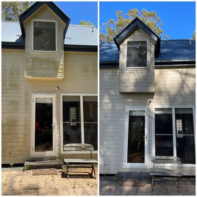 A Side-By-Side Comparison of a House Exterior Before and After Cleaning — South Coast Pressure Washer in Warilla, NSW