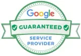 A google guaranteed service provider badge on a white background.