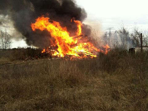 A picture of a large trash fire.