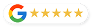 Google logo next to five golden stars in a horizontal pill-shaped button.