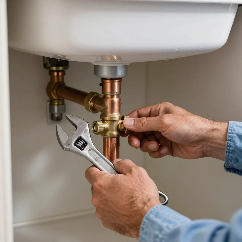 Pipe leak repair under a sink