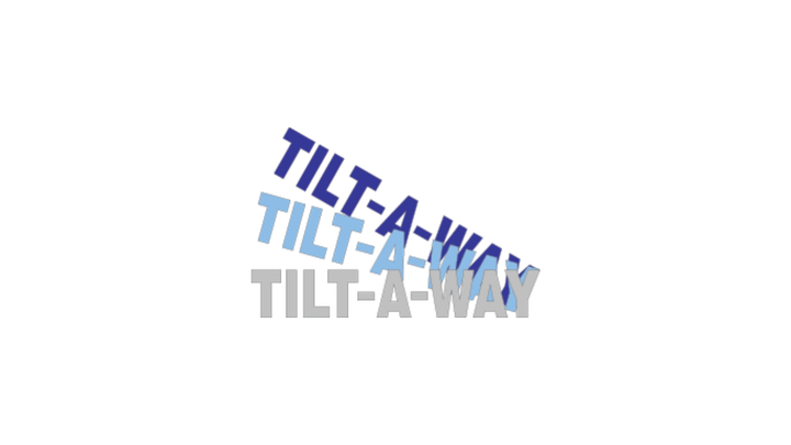 Three stacked “TILT-A-WH” logos in blue and gray, each rotated diagonally on a white background