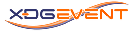 Das XDG-Event-Logo ist in Blau und Orange gehalten und verfügt über einen stilisierten Schwung über dem Text.