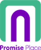 Logo: green square frame around purple 