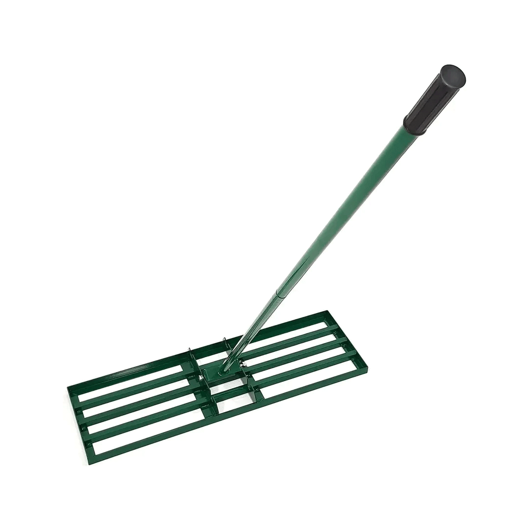Green mop with a long handle and rectangular head