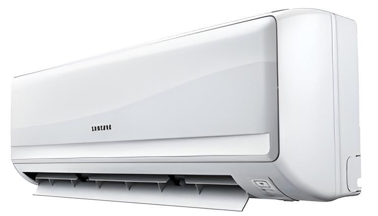 A White Air Conditioner is Sitting on a White Surface — Reilly Electrical Services in Yandina, QLD