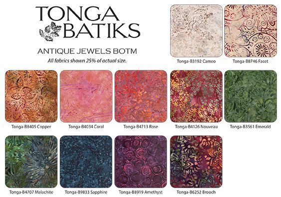 Tonga Antique Jewels BOM fabrics