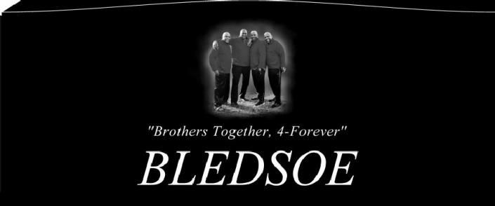 Black-and-white memorial graphic with five figures, “Brothers Together, 4-Ever” and BLEDsoe text