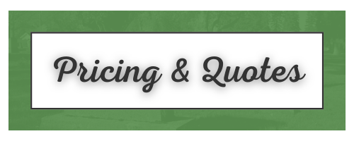 “Pricing & Quotes” text on a green banner with a white framed center panel