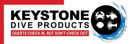 Keystone Dive Products logo with sea creatures and a tagline: Guests check in, but don't check out.
