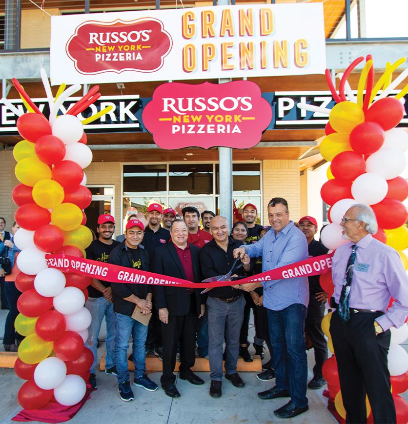 Grand opening ceremony at Russo's New York Pizzeria.