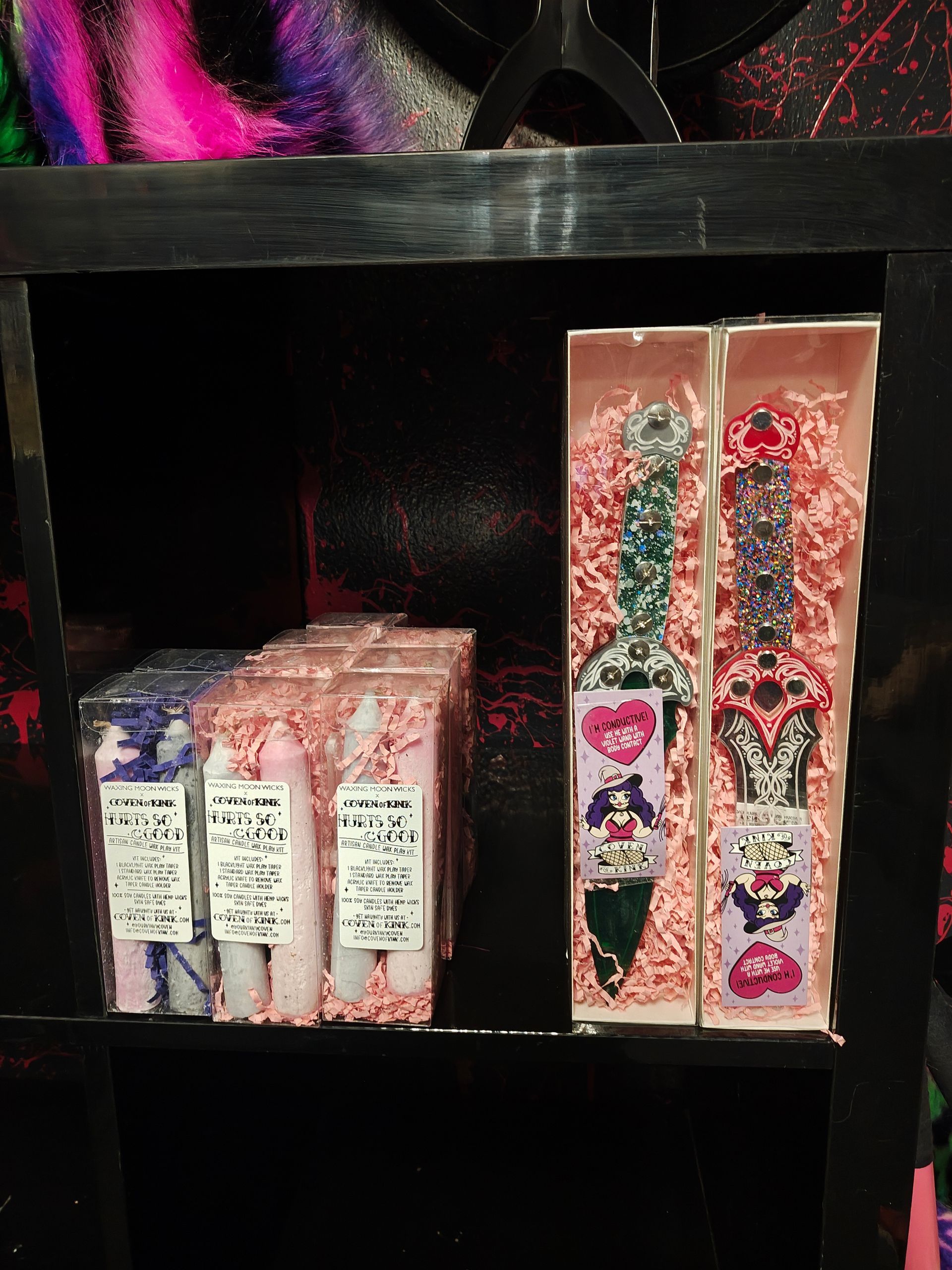 UnCoven Coven of Kink wax play candles and conductive acrylic knives