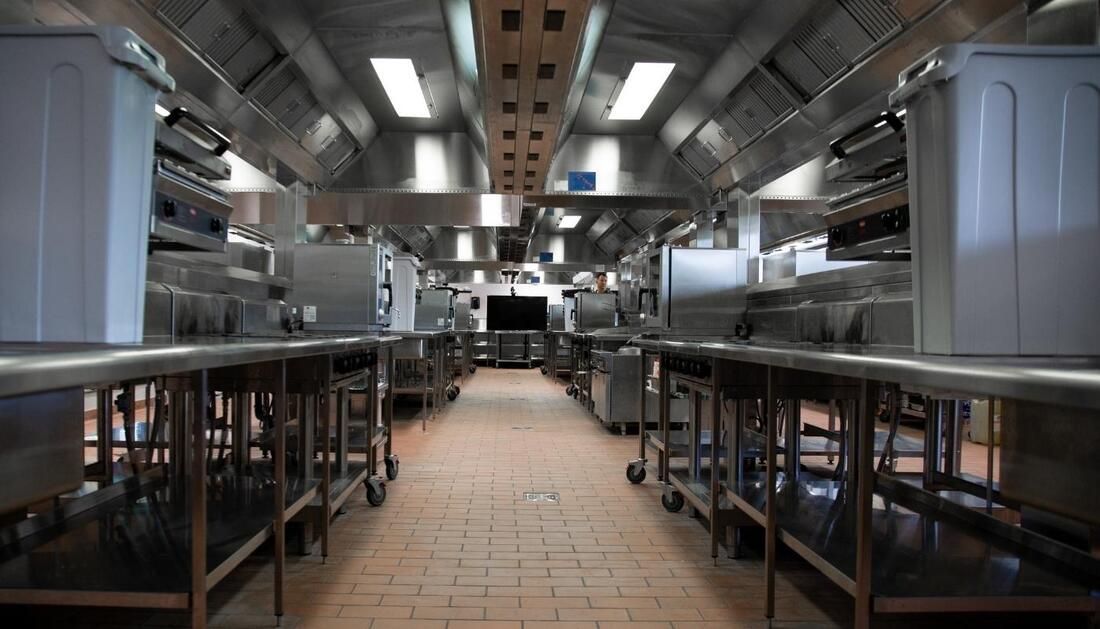 Commercial Kitchen with Steel Tables — Townsville Stainless Steel in Garbutt, QLD